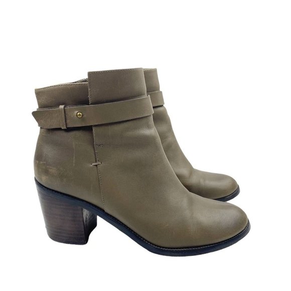 Halogen Glenna Leather Ankle Booties Block Heel Ankle Strap Womens Size 8 - Picture 1 of 11